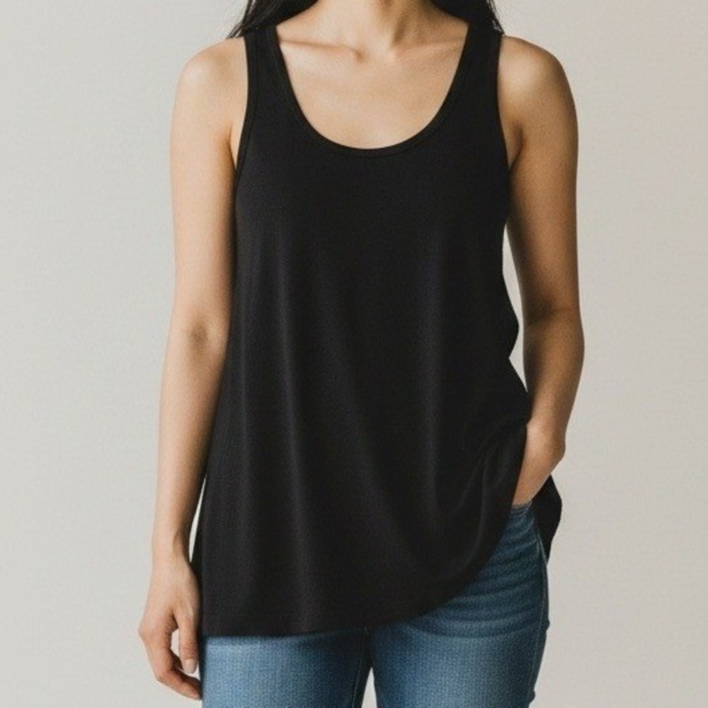 No Boundaries Tank Top Womens L 11-13 Black Excellent Scoop Neck Stretch Cotton